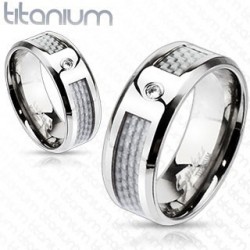 nemesacél gyűrű Titánium gyűrű szürke karbon betéttel