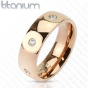 nemesacél gyűrű Titánium gyűrű CZ kristályokkal, arany