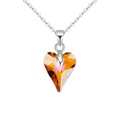 Swarovski kristályos vad szív medál nemesacél lánccal - narancs
