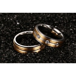 páros karikagyűrű Rózsaarany sávos férfi nemesacél karikagyűrű