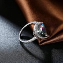 kristályos gyűrű Szivárvány csepp, fehérarany bevonatú gyűrű -