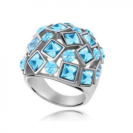 kristályos gyűrű Kék kövekkel kirakott egyedi gyűrű