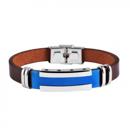 Férfi nemesacél karkötő webáruház Bőr karkötő kék-ezüst