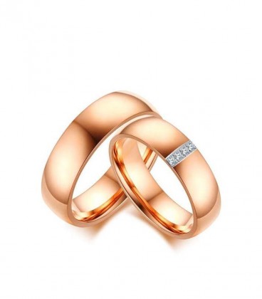Rozé arany női titánium karikagyűrű, cirkónia kristályokkal