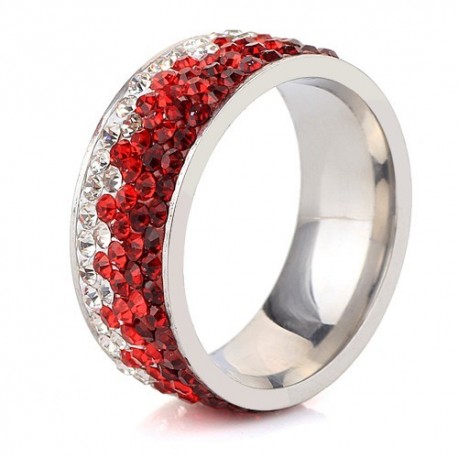 nemesacél gyűrű Piros kristályos, színátmenetes nemesacél gyűrű