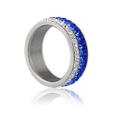 Kék kristályos, színátmenetes nemesacél gyűrű