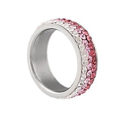 Rózsaszín kristályos, színátmenetes nemesacél gyűrű