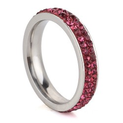 Pink kristályos, 2 soros nemesacél gyűrű