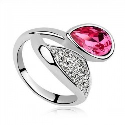 kristályos gyűrű Rózsaszín köves tulipán gyűrű