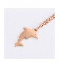 Delfin medálos nemesacél nyaklánc rozé arany bevonattal