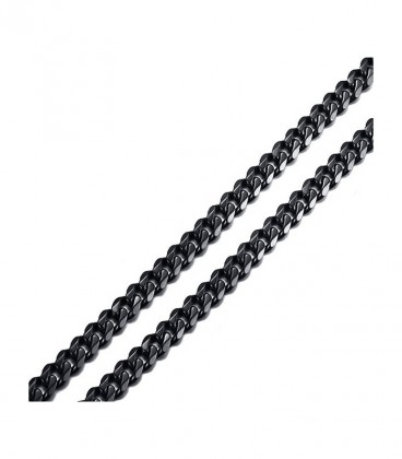 Sűrű láncszemes nemesacél nyaklánc (55 cm - 5 mm) - Fekete