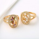 kristályos gyűrű Cirkónia virágokkal díszített gold filled gyűrű