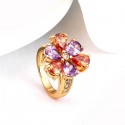 kristályos gyűrű Gold filled, színes cirkónia köves virág gyűrű