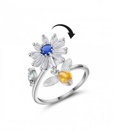 Virág és méhecske, forgó relax gyűrű
