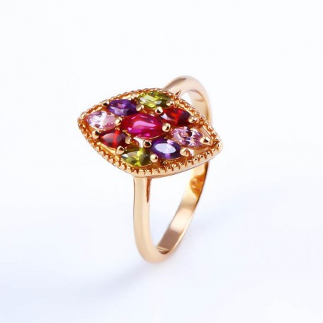 kristályos gyűrű Gold filled, színes cirkónia kövekkel kirakott