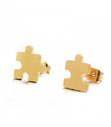 Puzzle orvosi fém fülbevaló - arany bevonattal
