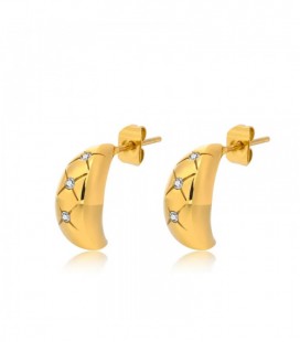 Hold alakú nemesacél fülbevaló, kristályokkal