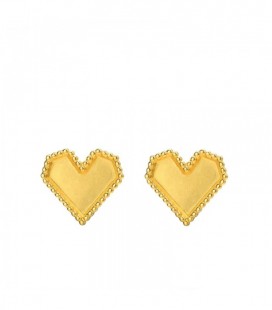 Szív alakú nemesacél fülbevaló, arany bevonattal