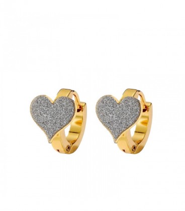 Csillogó szemcsés, szív nemesacél fülbevaló