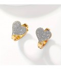 Csillogó szemcsés, szív nemesacél fülbevaló
