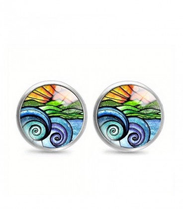 Színes, kör alakú nemesacél fülbevaló